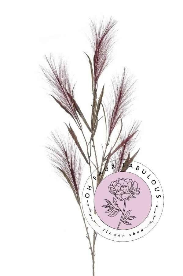 Faux pampas grass spray stem in burgundy