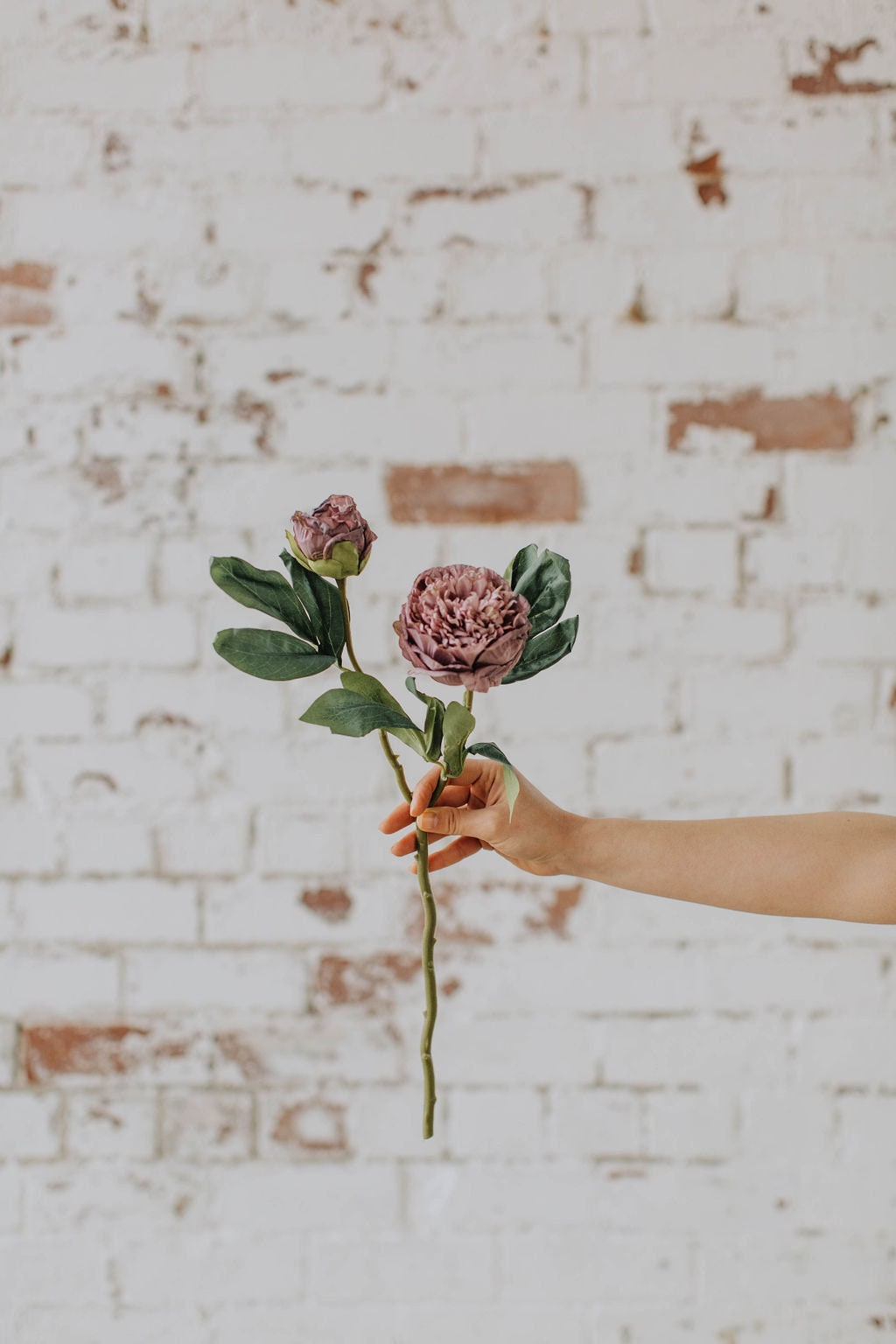 Purple dry look peony spray stem, realistic faux peony, lifelike purple peony spray