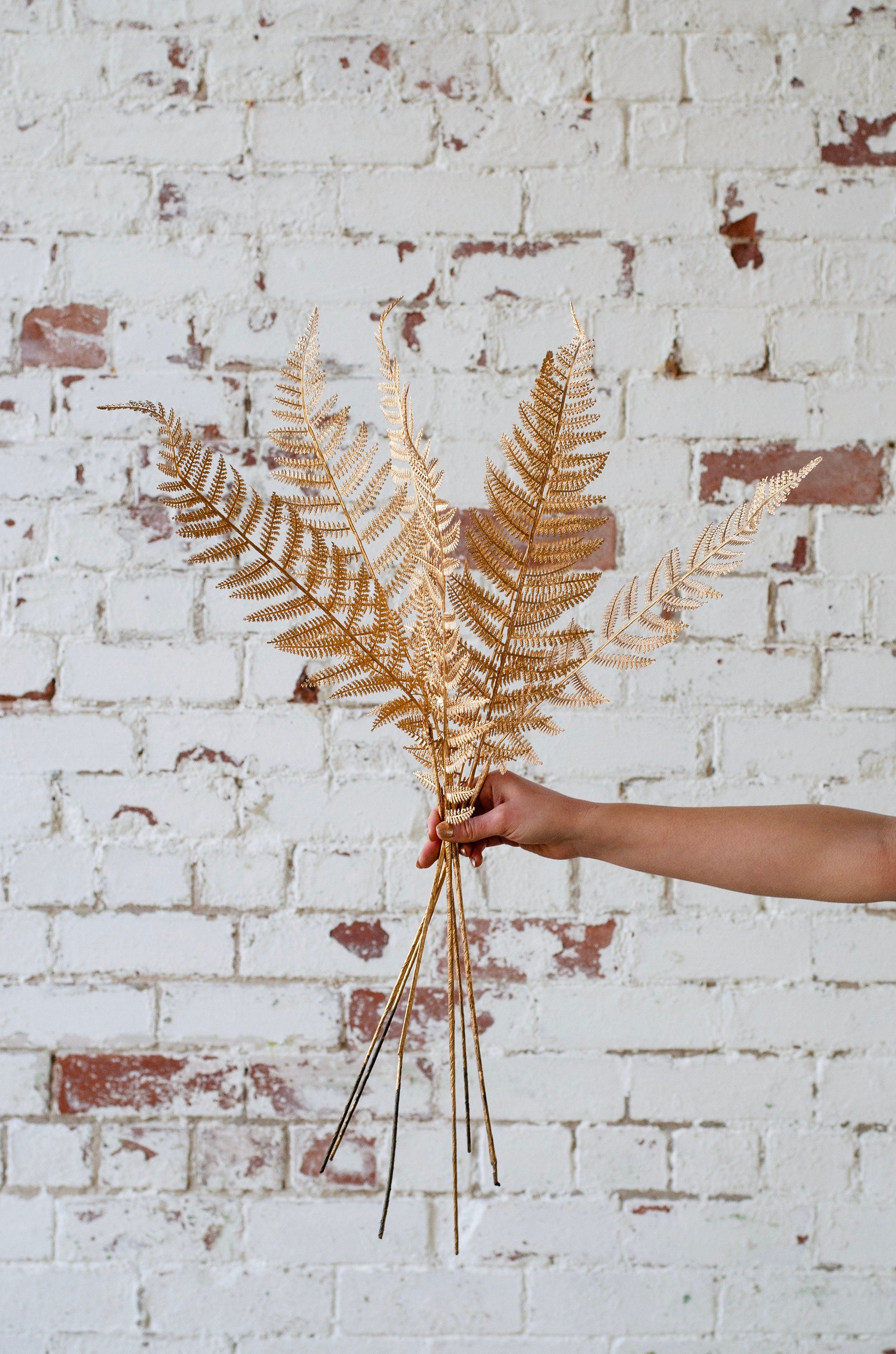 Gold fern stem for weddings and cake decorating, faux gold fern stem