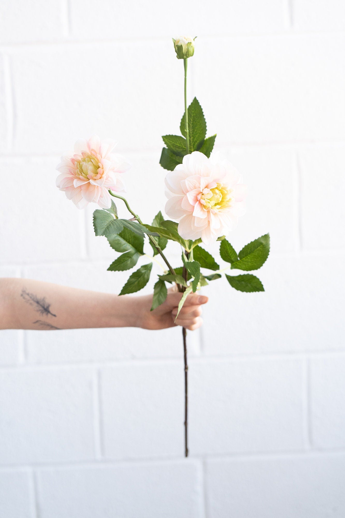 Artificial dahlia spray in peach