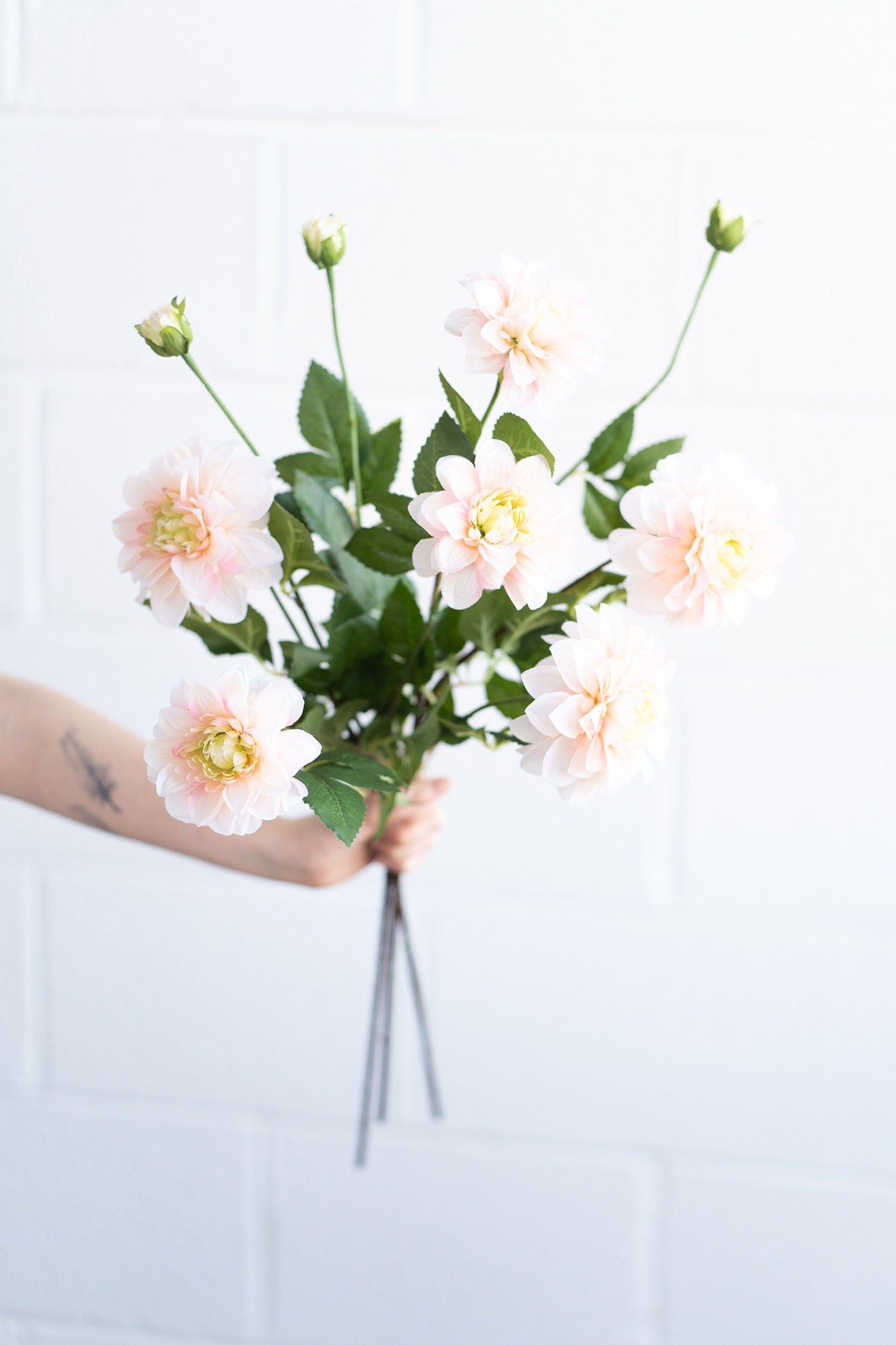 Artificial dahlia spray in peach