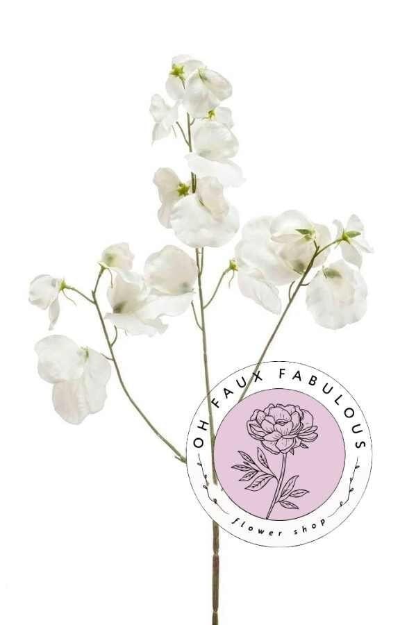 Artificial sweet pea stem spray in ivory