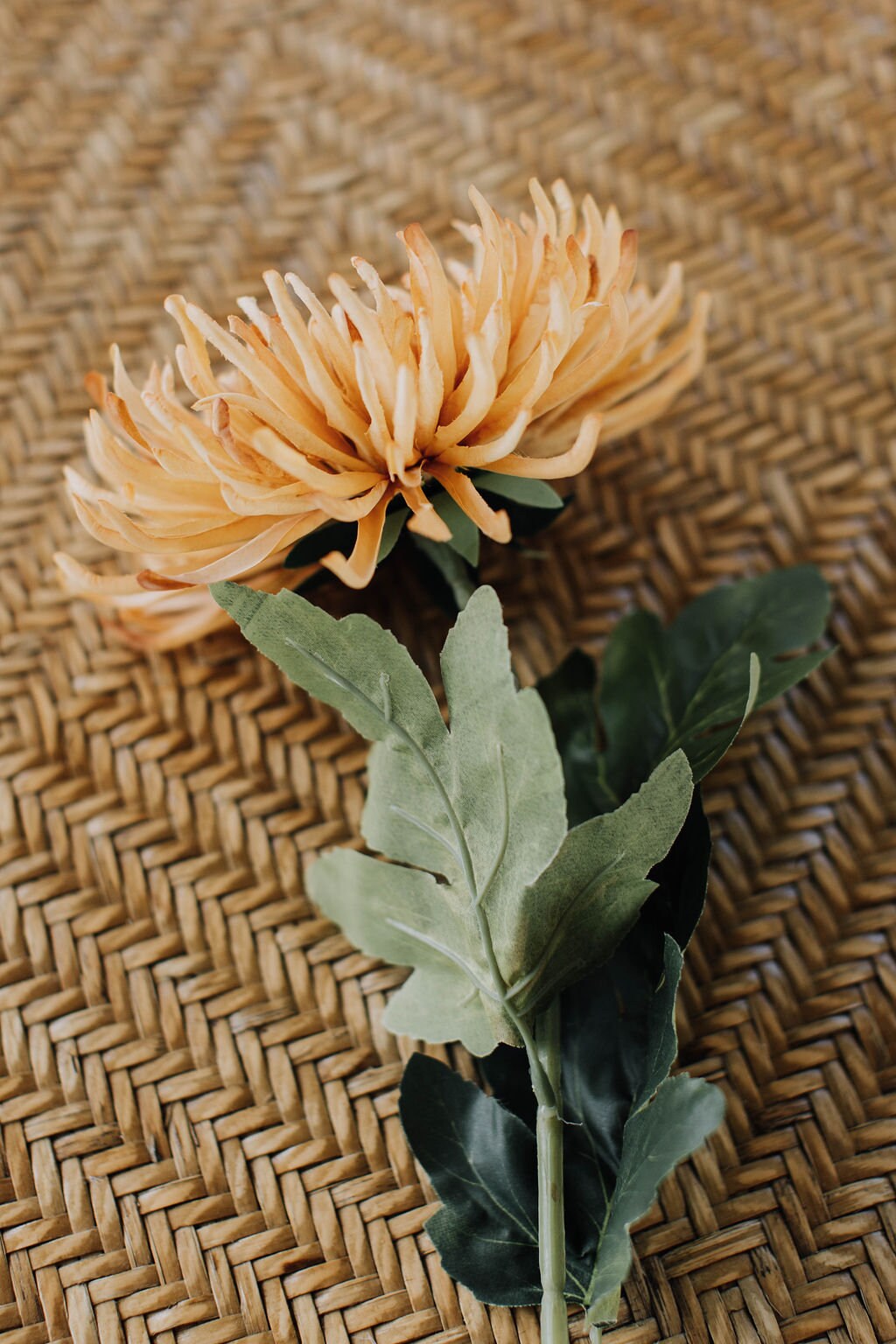 Artificial chrysanthemum mum stem in colour honey 74cm