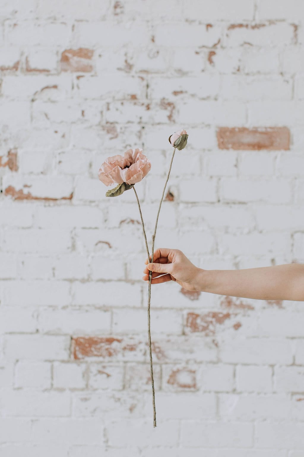 Dry look large pink blush poppy spray