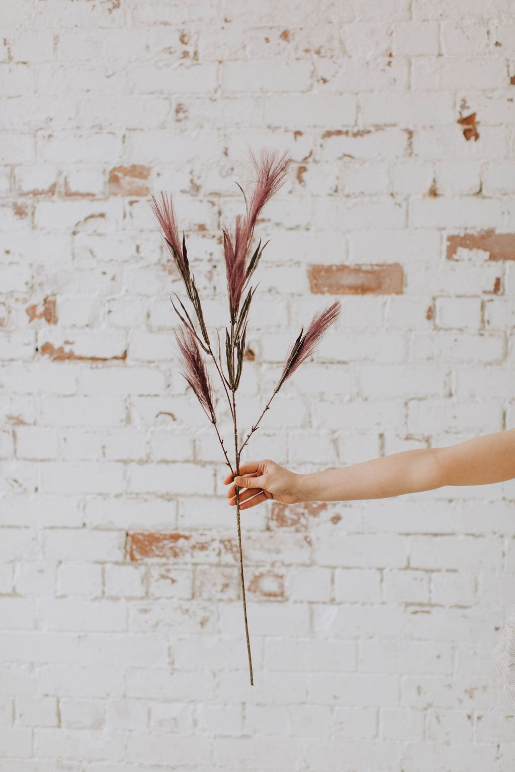 Faux pampas grass spray stem in burgundy