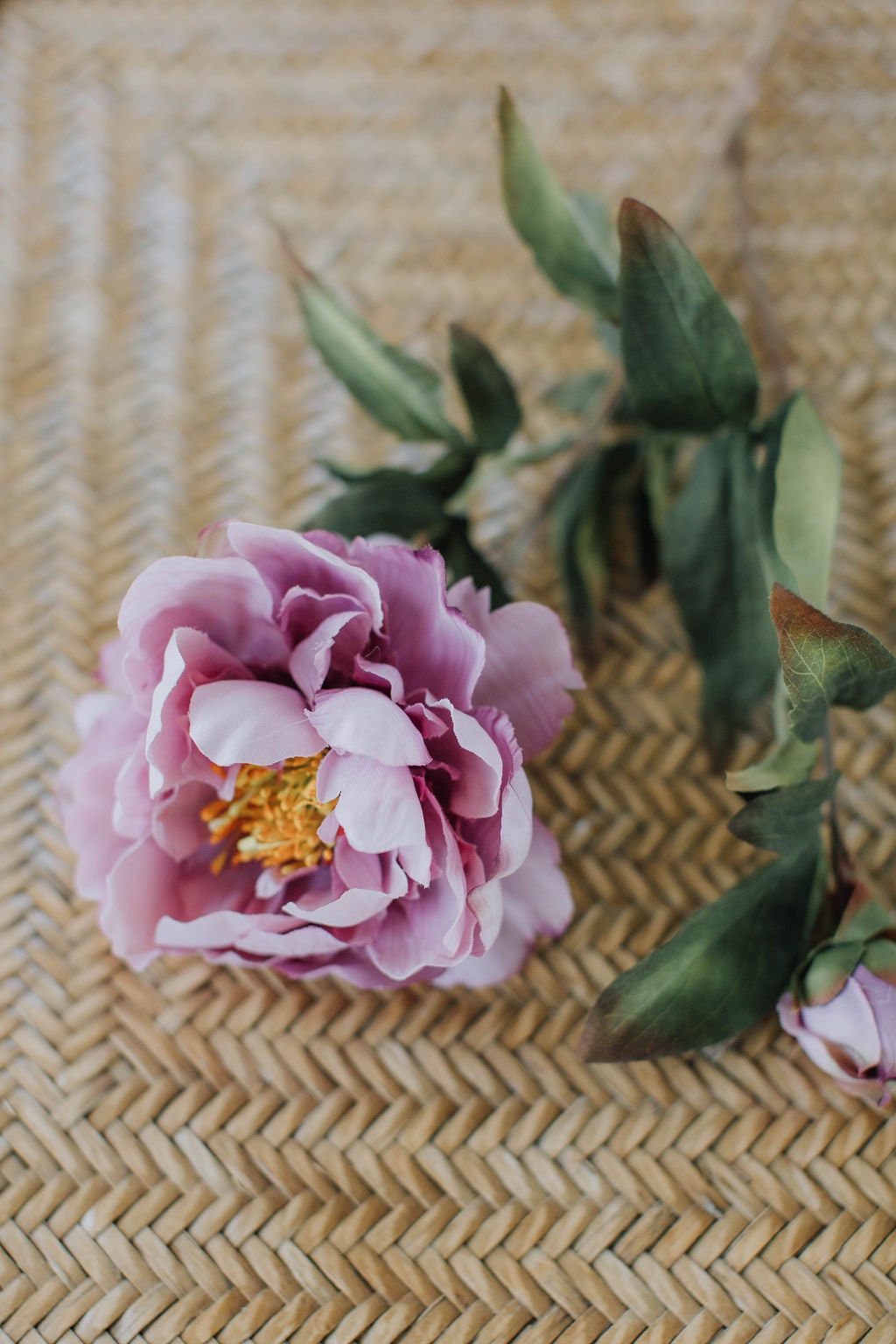 Artificial peony purple, luxury faux peony stem spray in purple