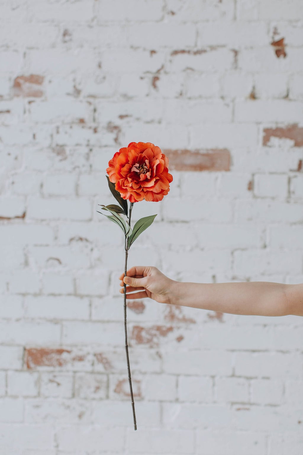 Artificial peony peach coral with gold centre 54cm, diy wedding flowers
