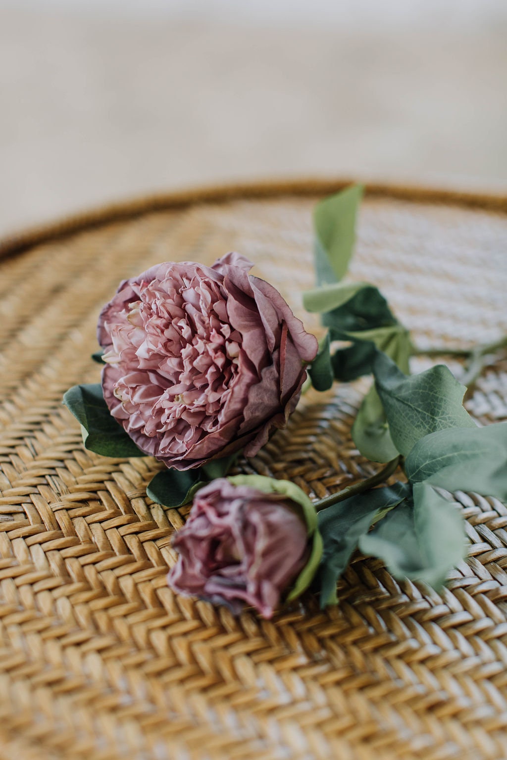 Purple dry look peony spray stem,  realistic faux peony, lifelike purple peony spray