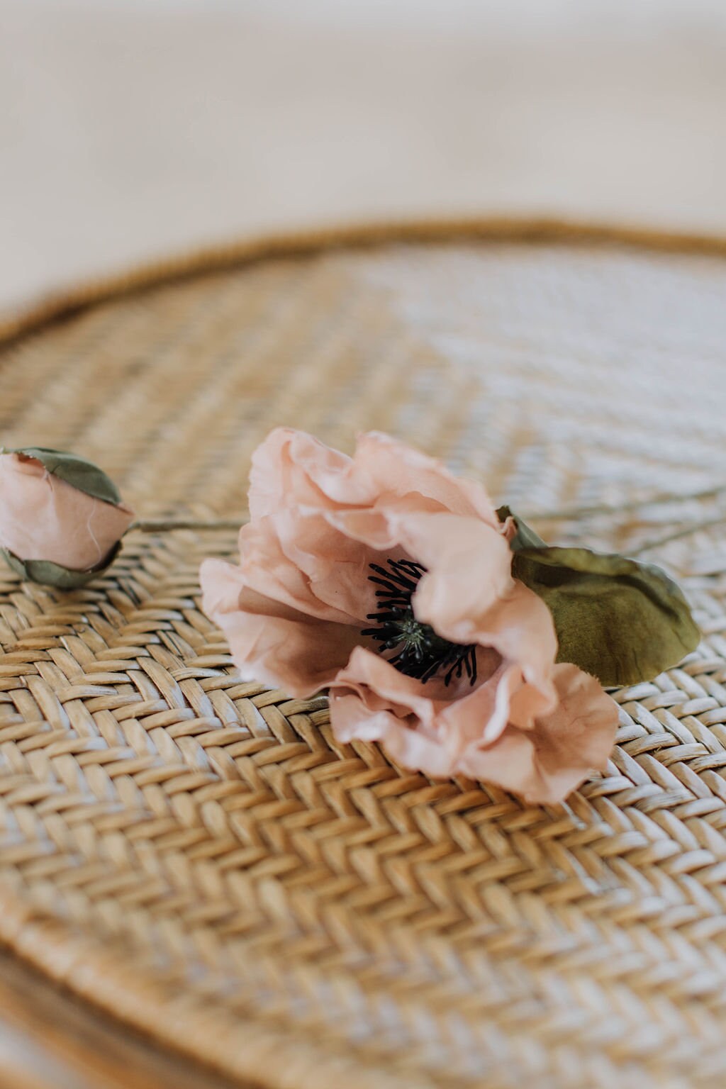 Dry look large pink blush poppy spray