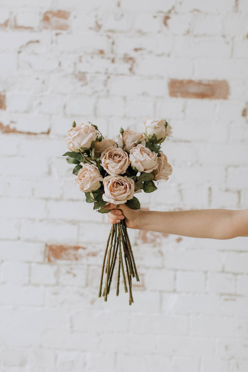 Dry look beige rose, artificial dry look rose in oyster