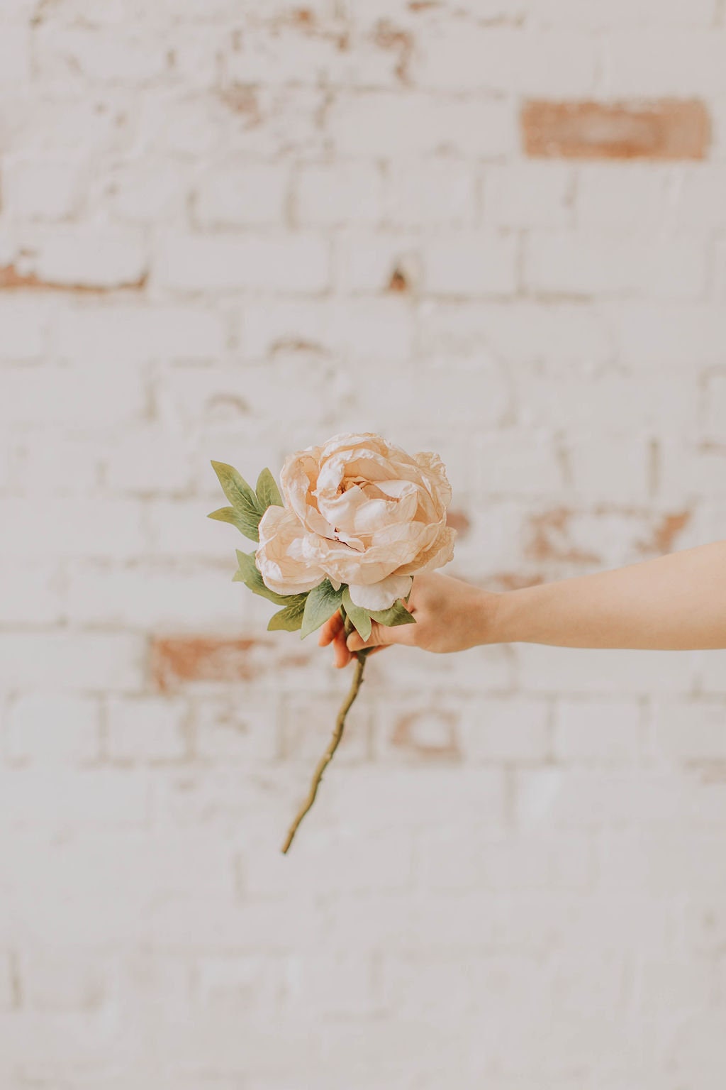 Dry look beige peony, artificial nude peony, nude wedding flowers, dry look peony