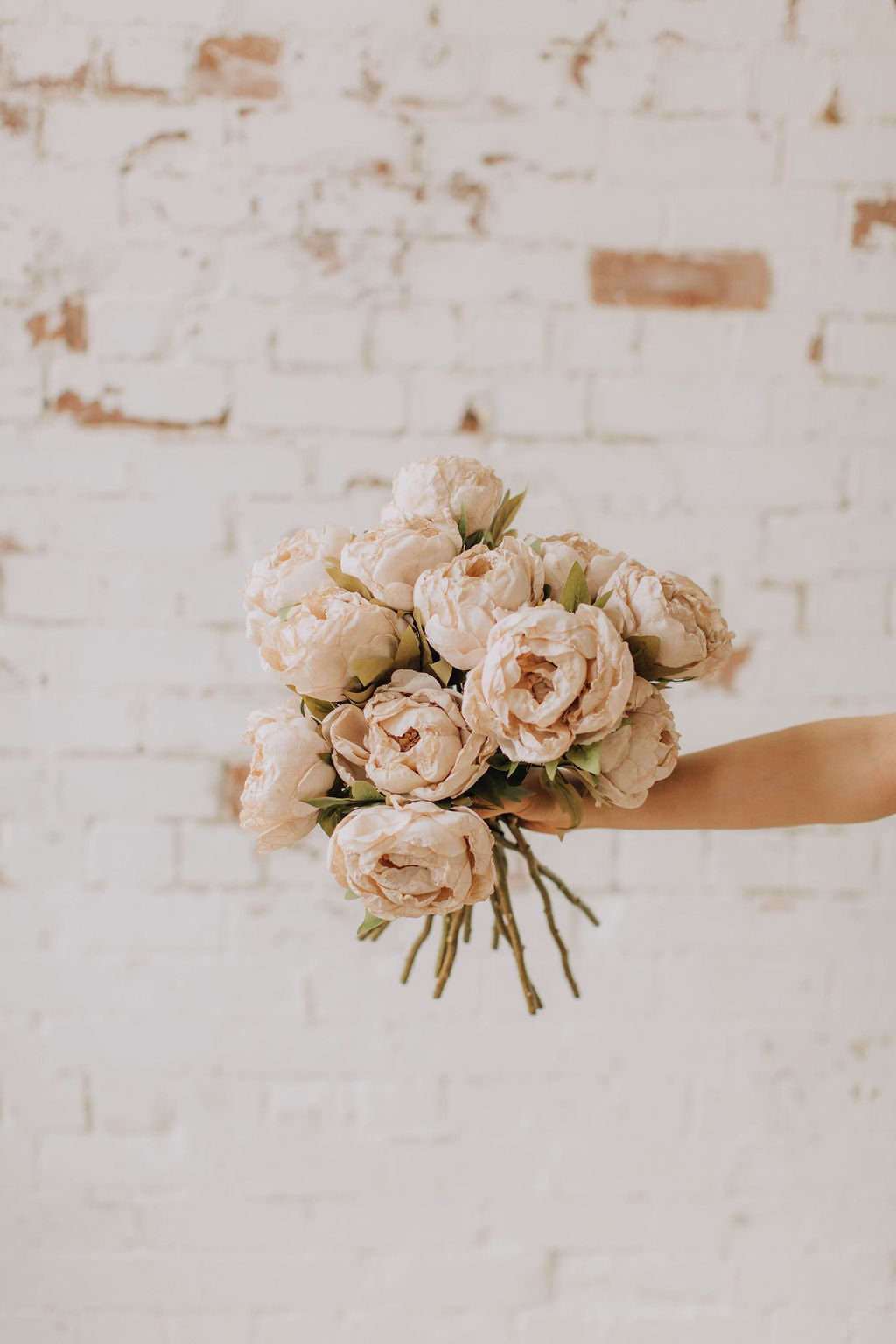 Dry look beige peony, artificial nude peony, nude wedding flowers, dry look peony