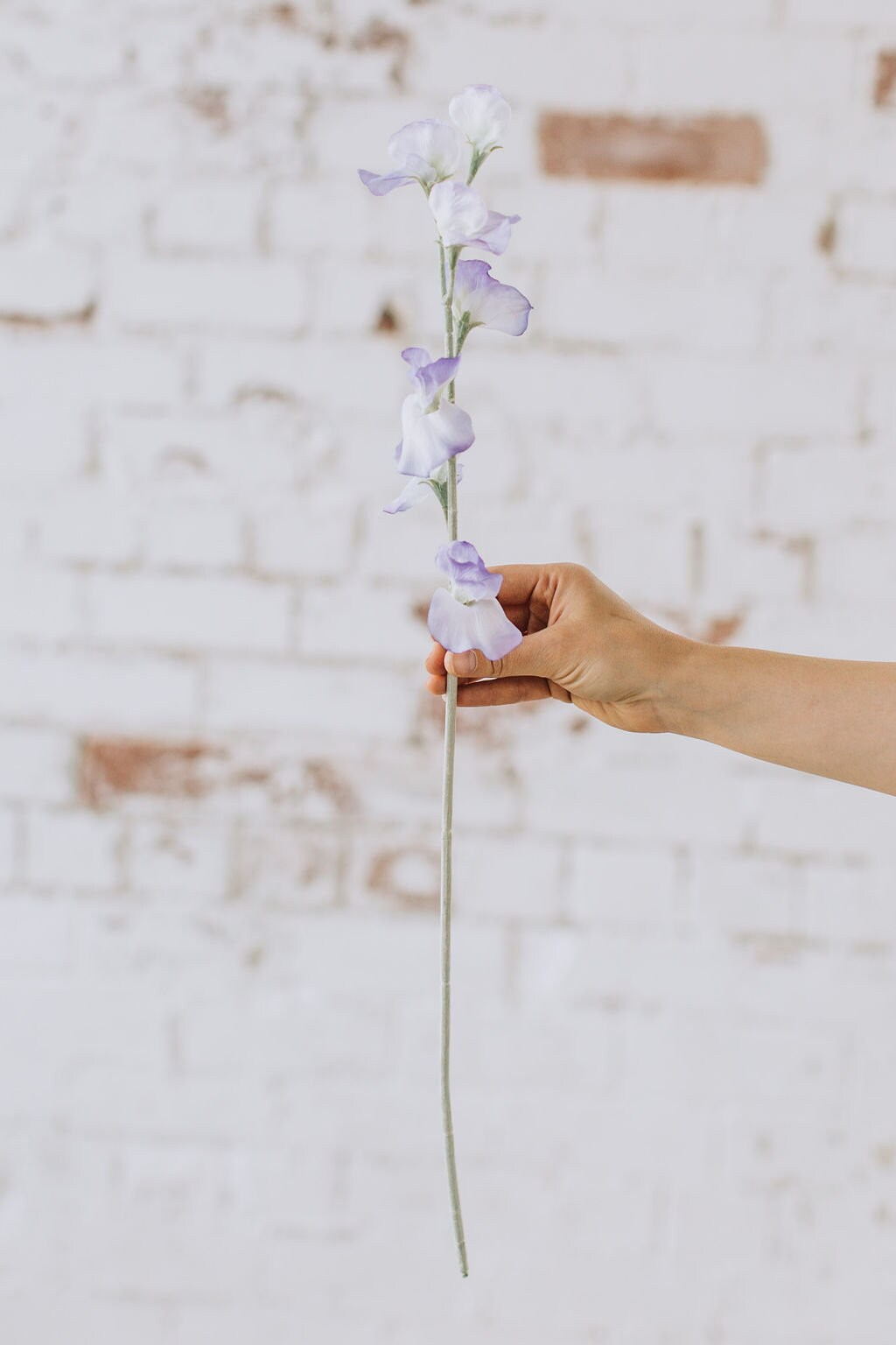 Artificial sweet pea stem spray in purple, single stem