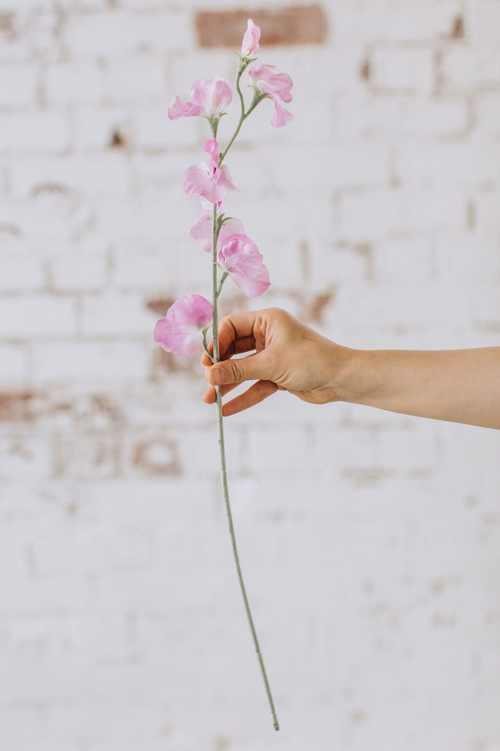 Artificial sweet pea stem spray in pink, single stem