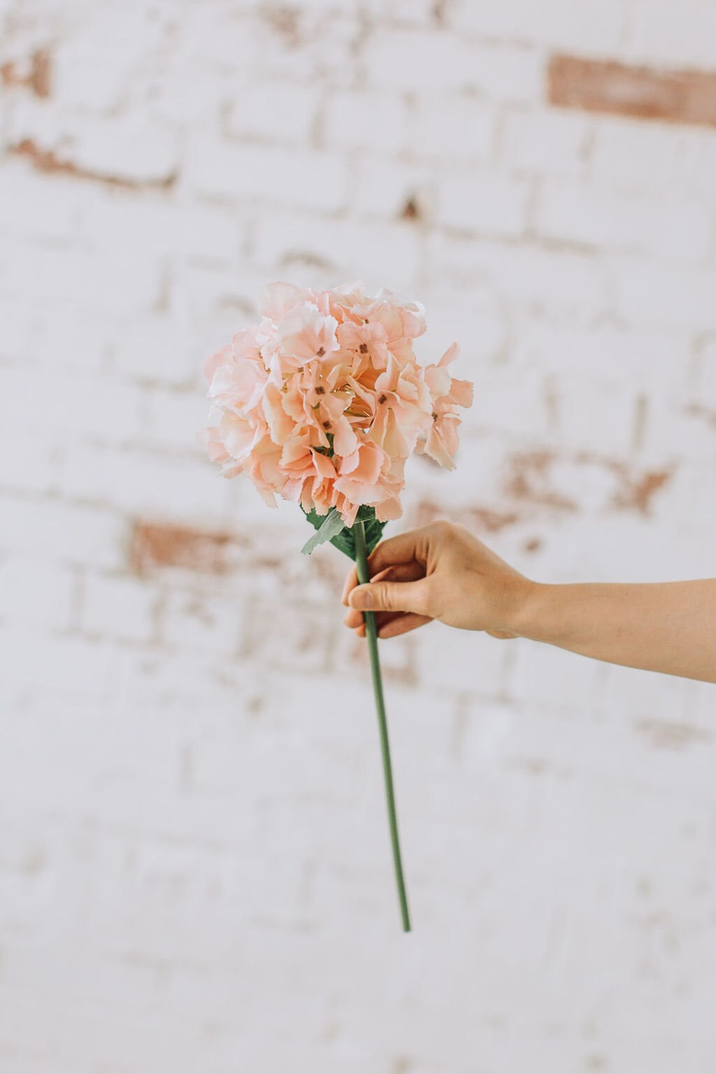 Peach Pink Artificial Hydrangea - 54cm Tall Single Stem for Home Decor or DIY Crafts
