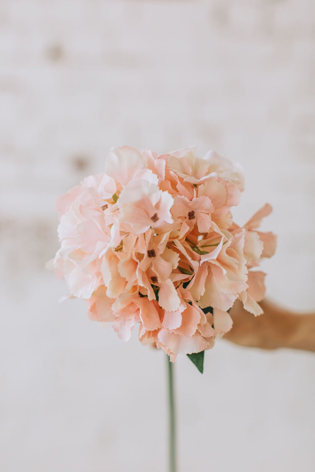 Peach Pink Artificial Hydrangea - 54cm Tall Single Stem for Home Decor or DIY Crafts