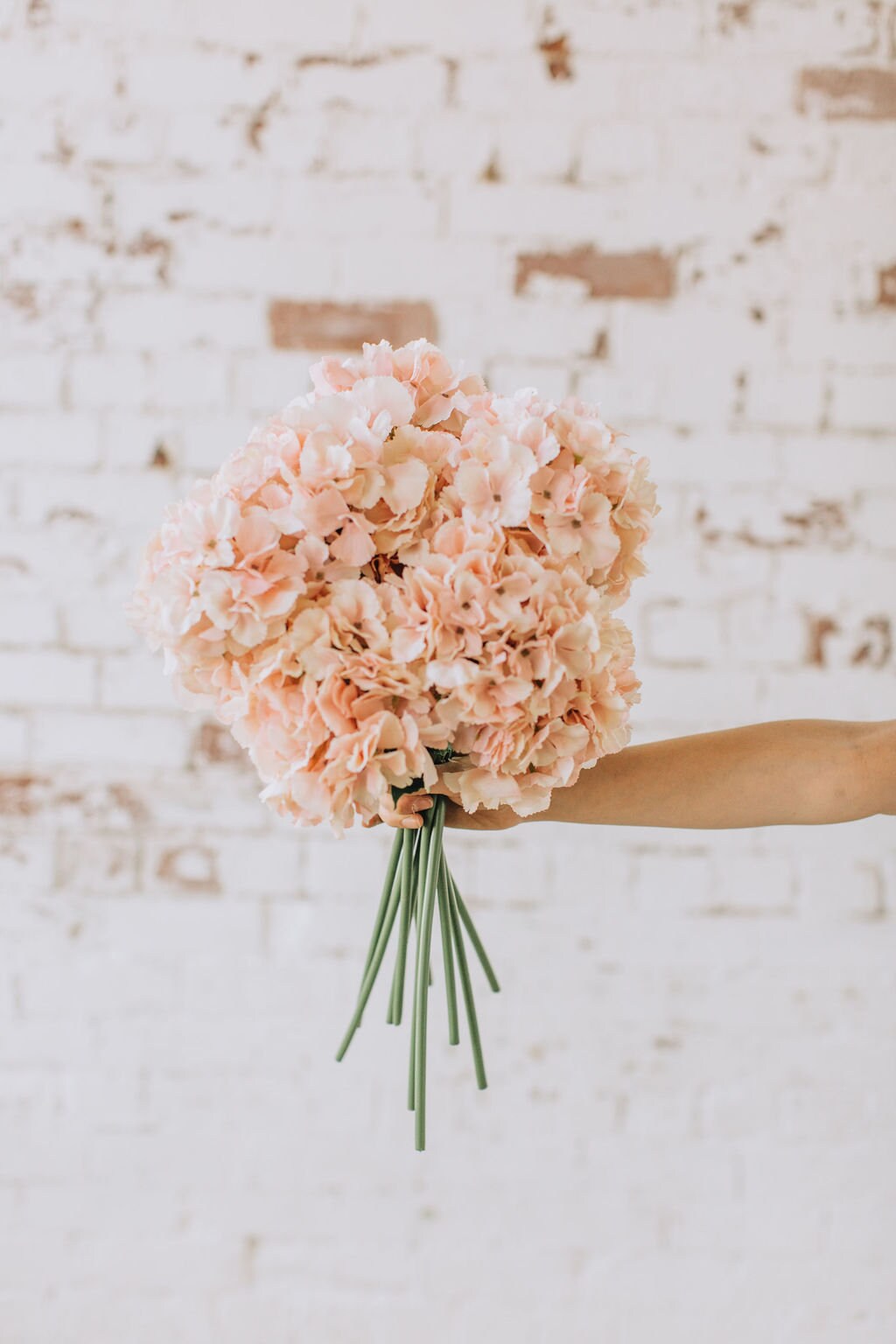Peach Pink Artificial Hydrangea - 54cm Tall Single Stem for Home Decor or DIY Crafts