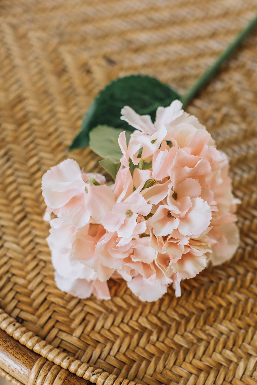 Peach Pink Artificial Hydrangea - 54cm Tall Single Stem for Home Decor or DIY Crafts