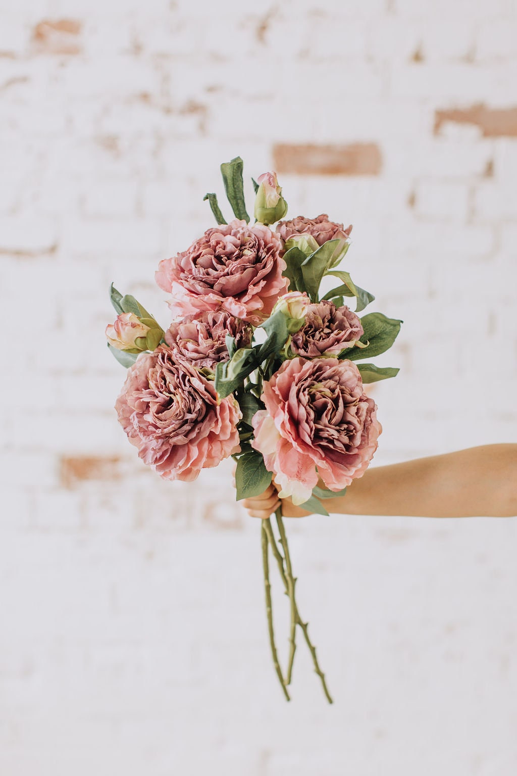 Pale purple dry look peony spray stem,  realistic faux peony, lifelike purple peony spray