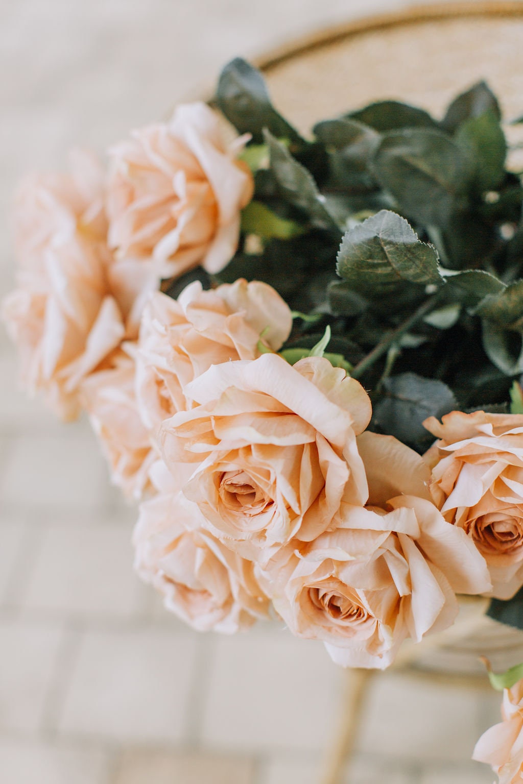 Large artificial peach garden rose 85cm tall, ideal for wedding and decor arrangements