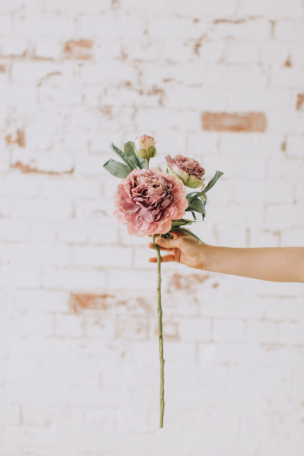 Pale purple dry look peony spray stem,  realistic faux peony, lifelike purple peony spray