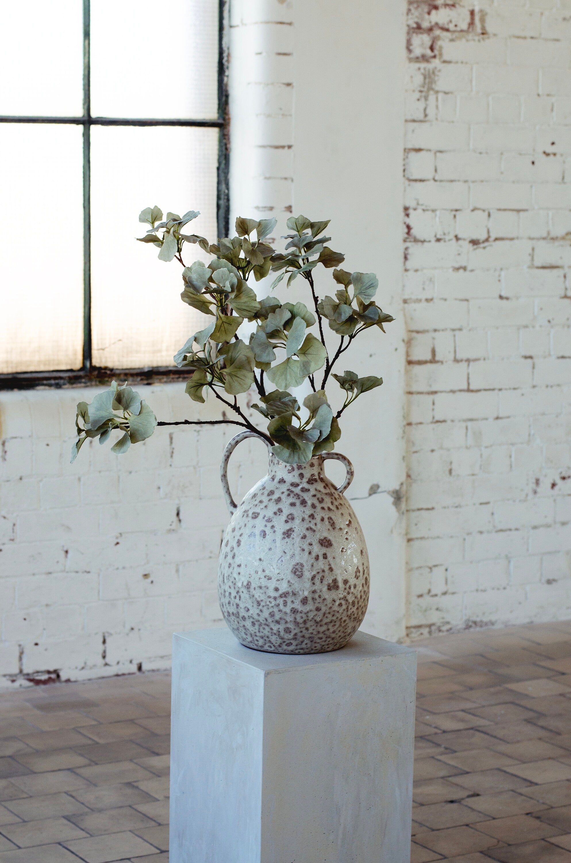Faux ginkgo spray stem, sage green artificial ginkgo single stem