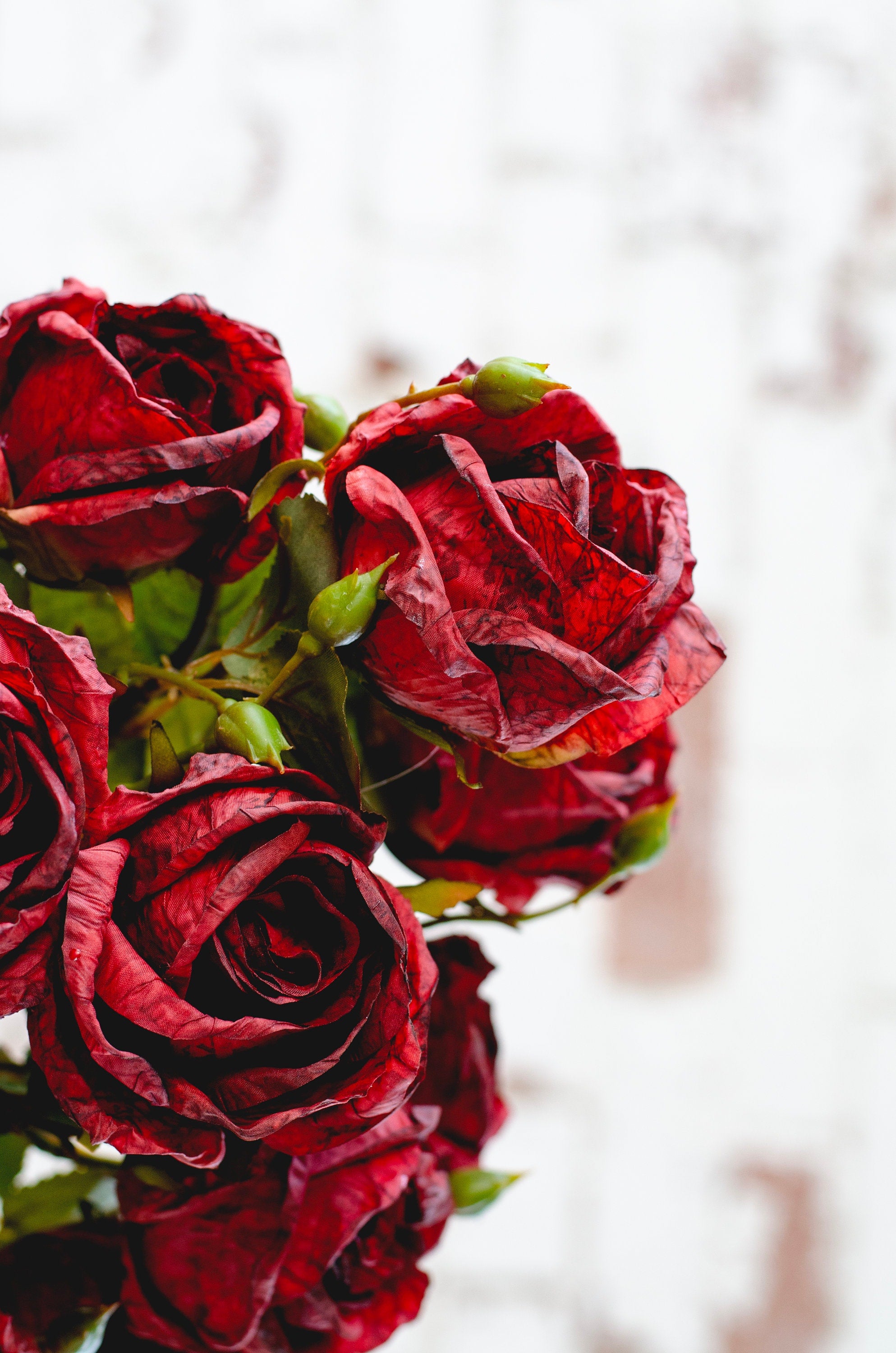 Luxury artificial dry look red rose, single stem faux red rose, valentines day flowers