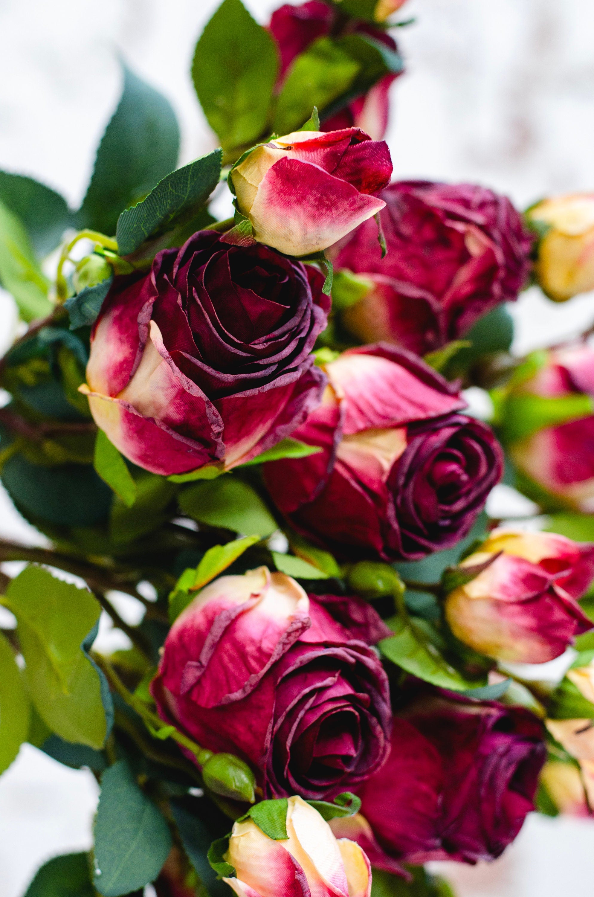 Luxury artificial dry look burgundy red rose, single stem faux red rose, valentines day flowers