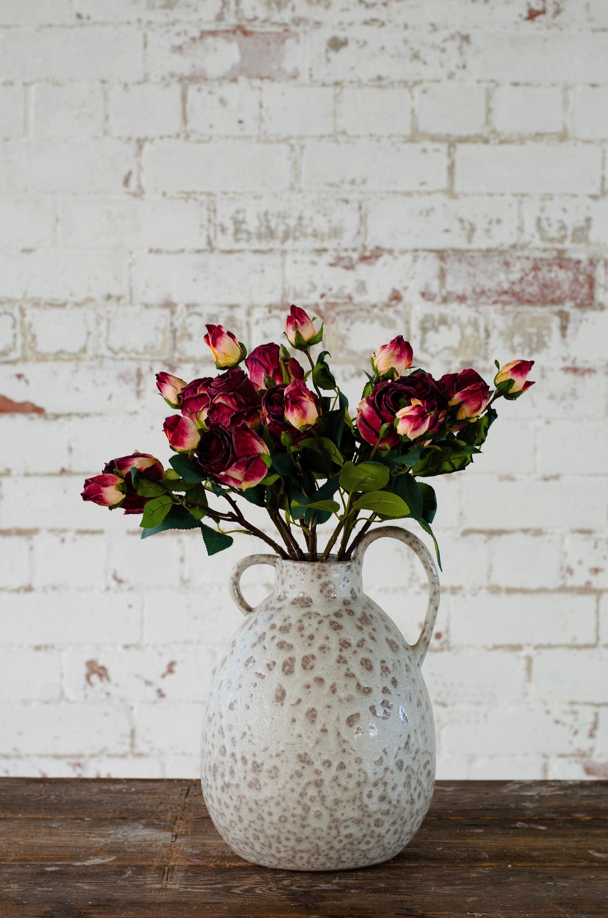 Luxury artificial dry look burgundy red rose, single stem faux red rose, valentines day flowers