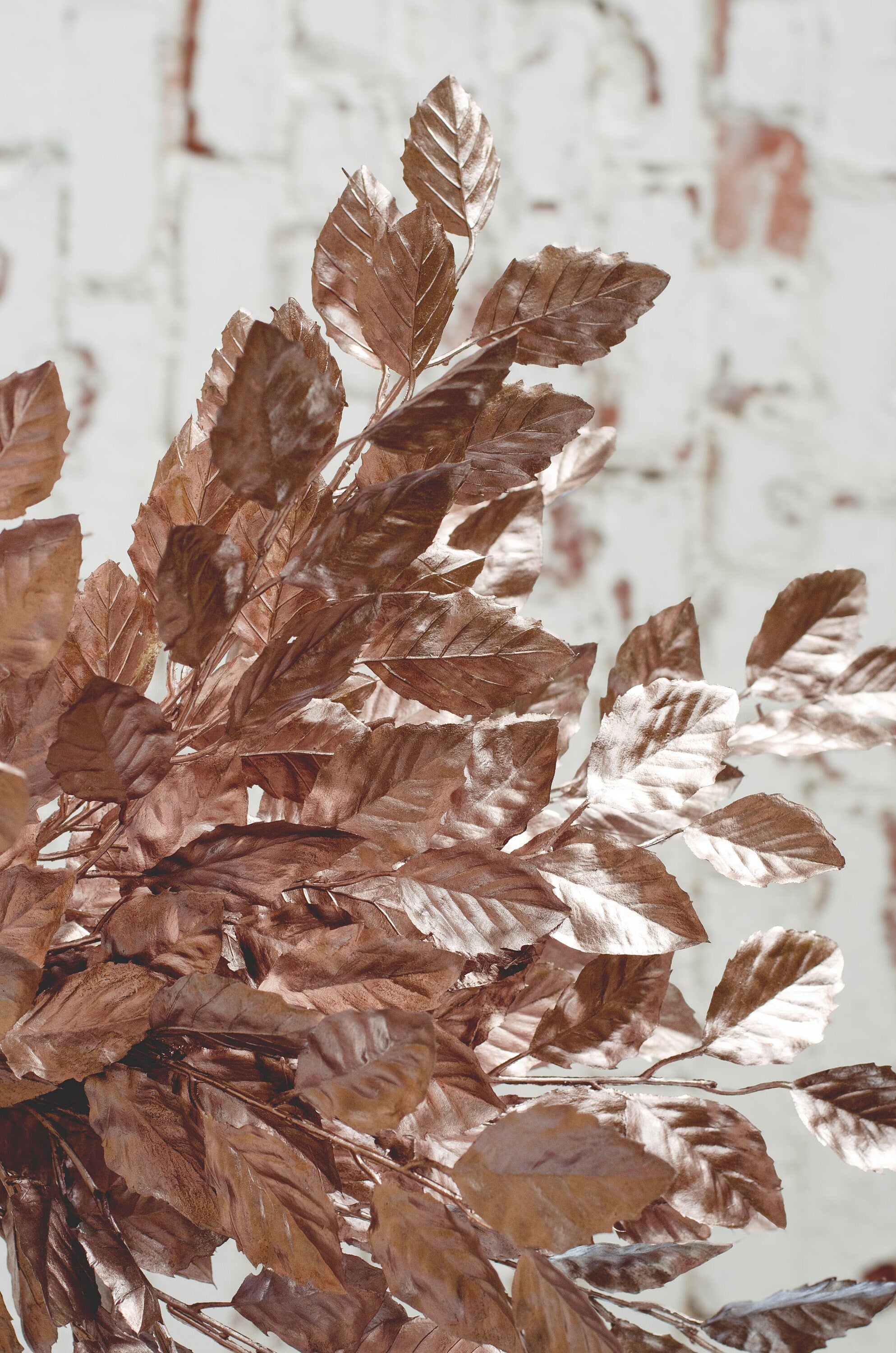 Artificial rose gold bay leaves, perfect for diy wedding bouquets or home decor