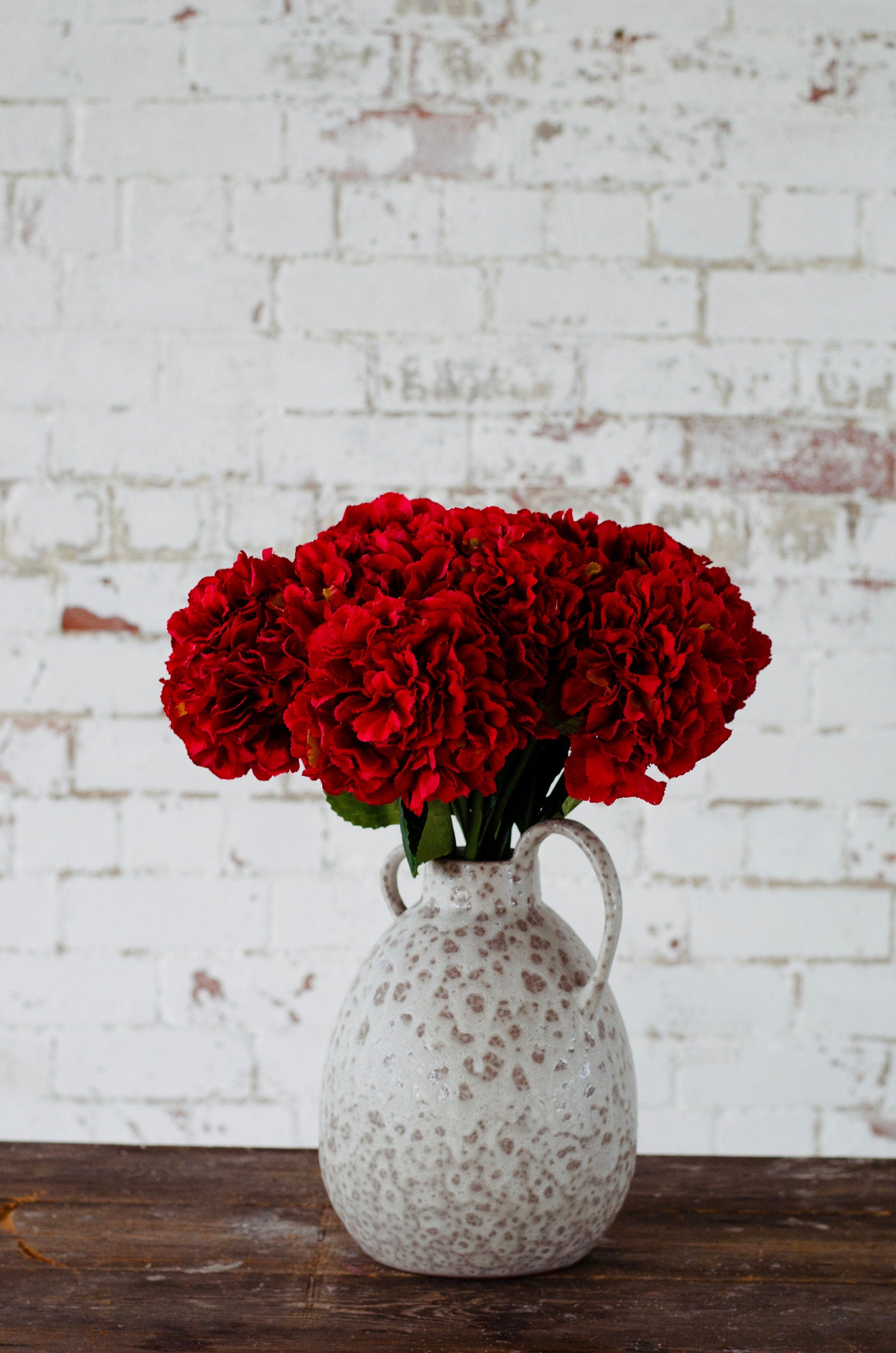Lifelike artificial red hydrangea head 54cm, diy wedding flowers