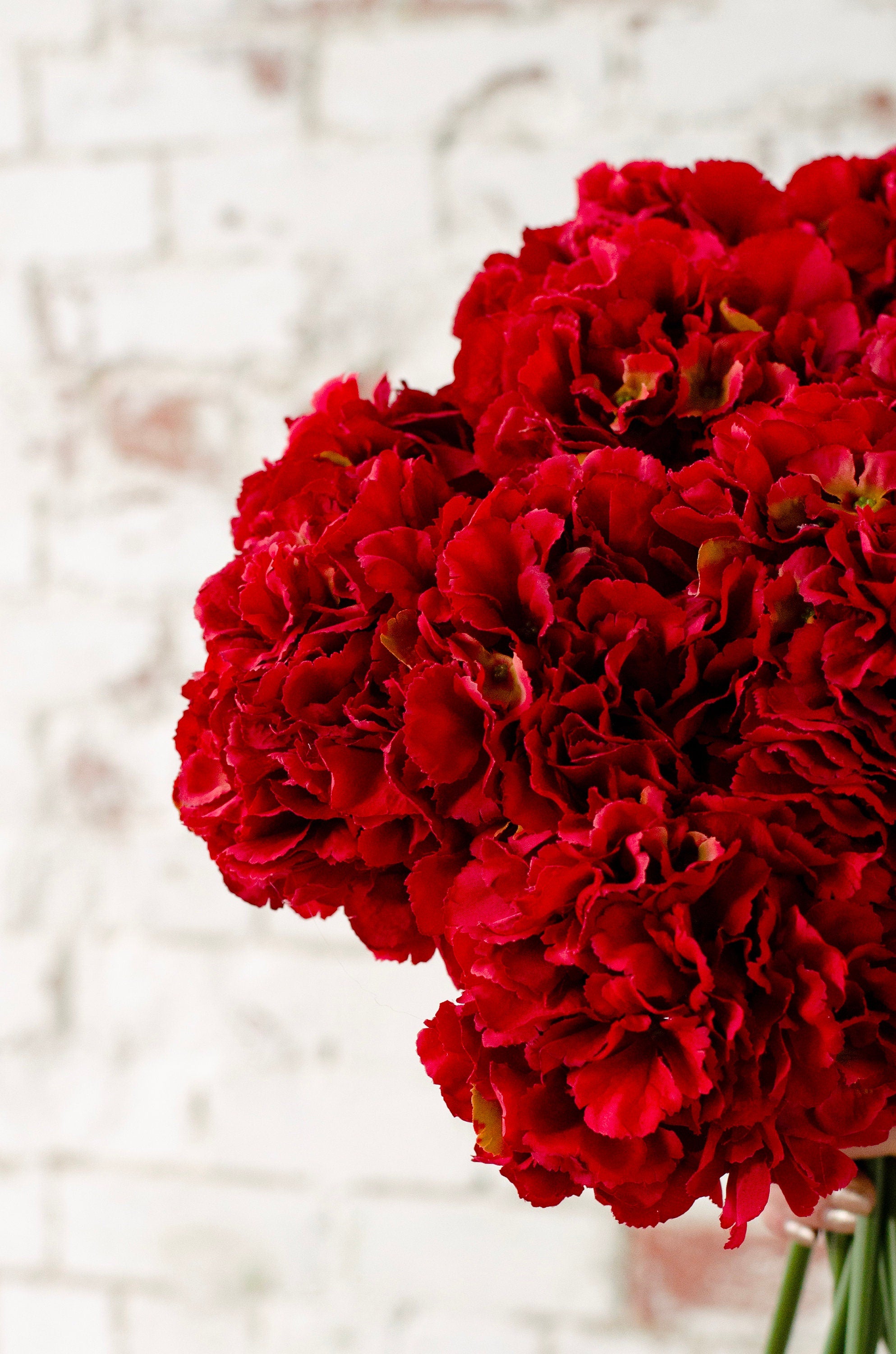 Lifelike artificial red hydrangea head 54cm, diy wedding flowers