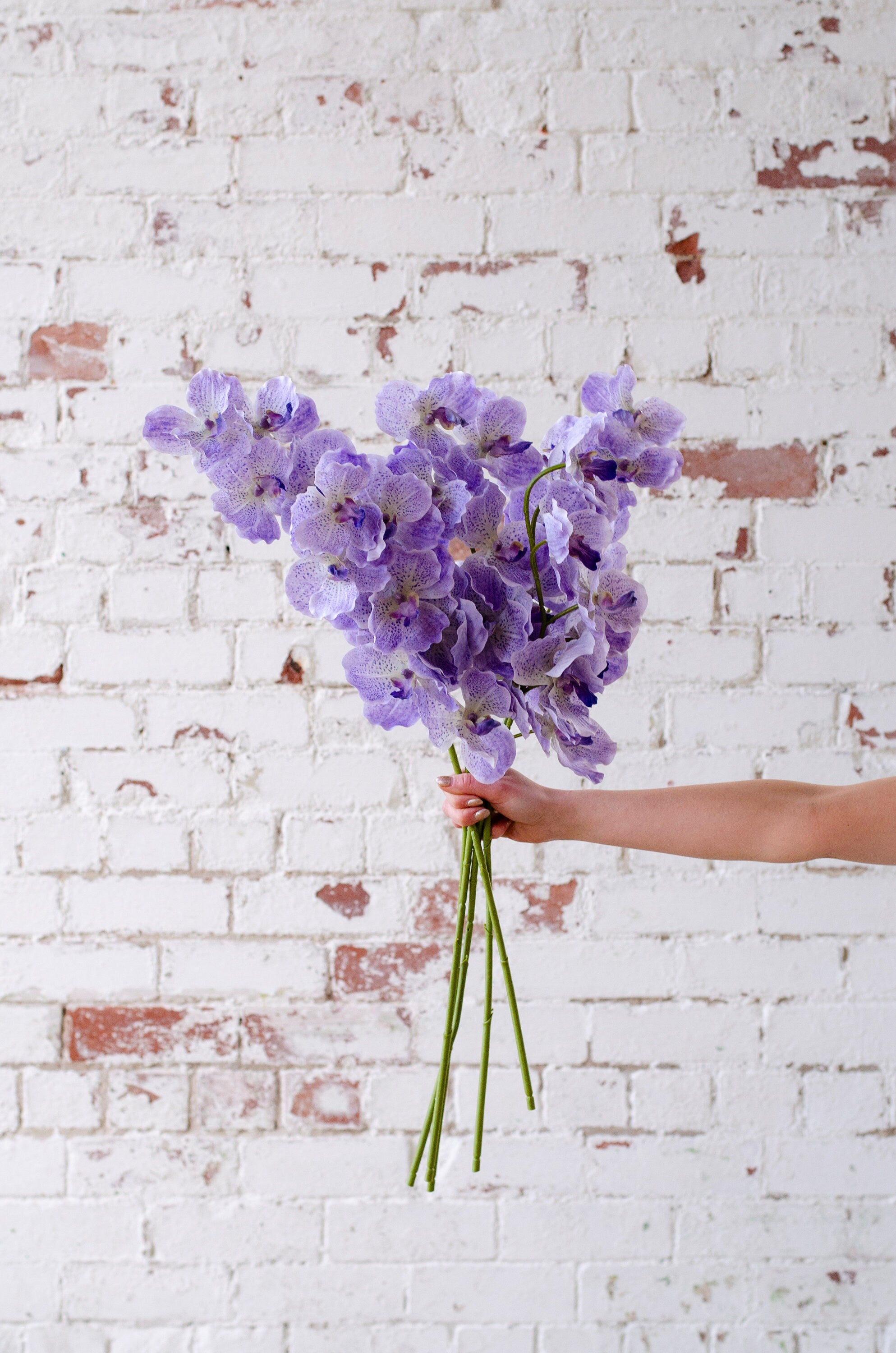 Real touch purple faux orchid stem, diy wedding flowers, 77cm cake flowers and floral arrangements
