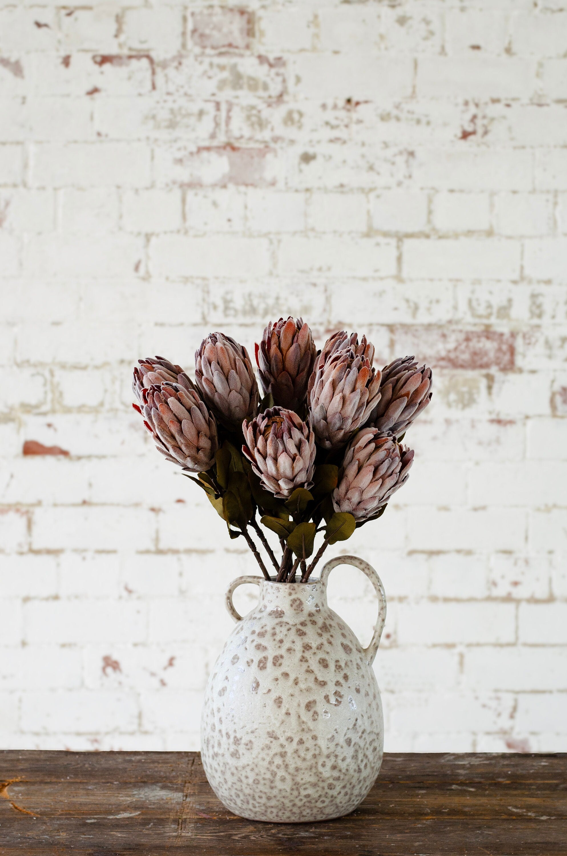 Faux  Protea stem for diy weddings or decor brown
