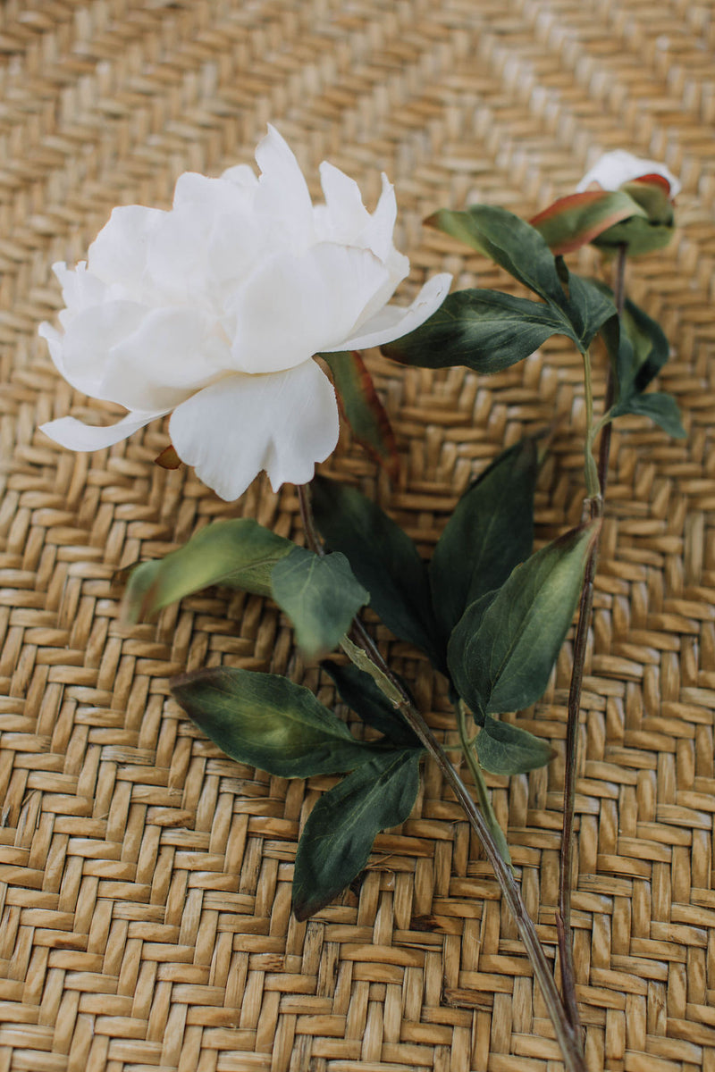 Artificial peony ivory, faux luxury peony stem in ivory