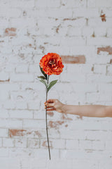 Artificial peony peach coral with gold centre