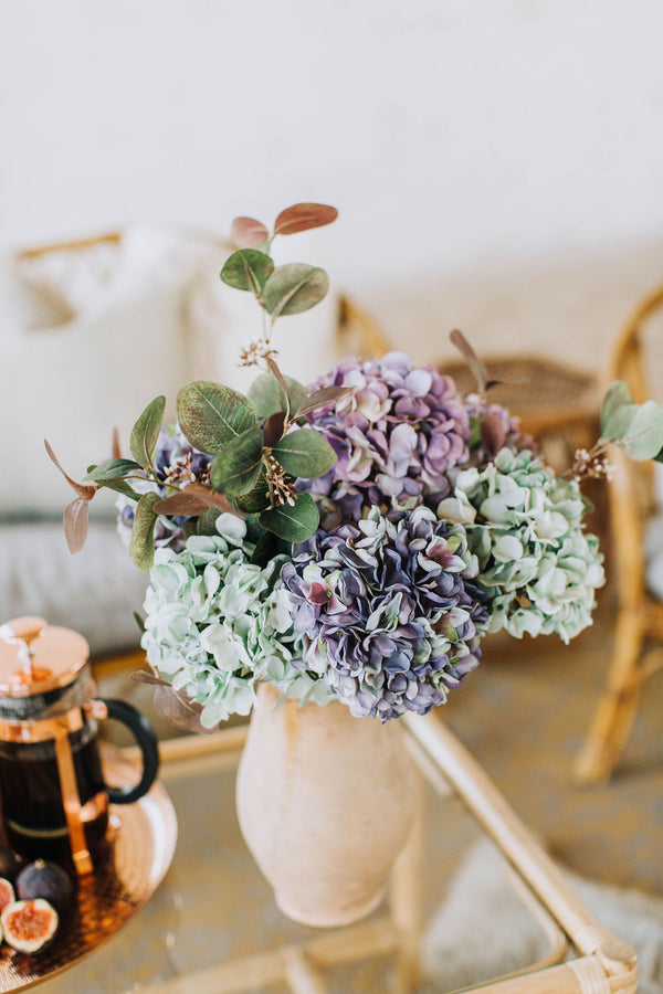 Quinn | Faux Hydrangea and Eucalyptus Arrangement