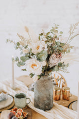 Athena | Faux Peony Protea and Eucalyptus Arrangement