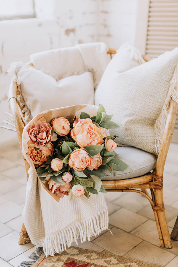 Autumn Blossom | Faux Peach Peony Arrangement