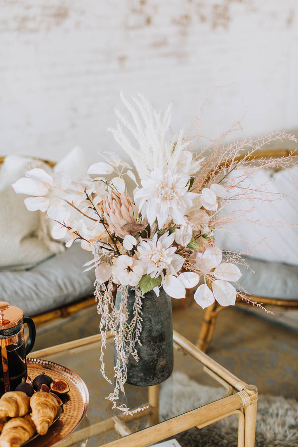 Stevie | Faux Boho Natural Peony Arrangement