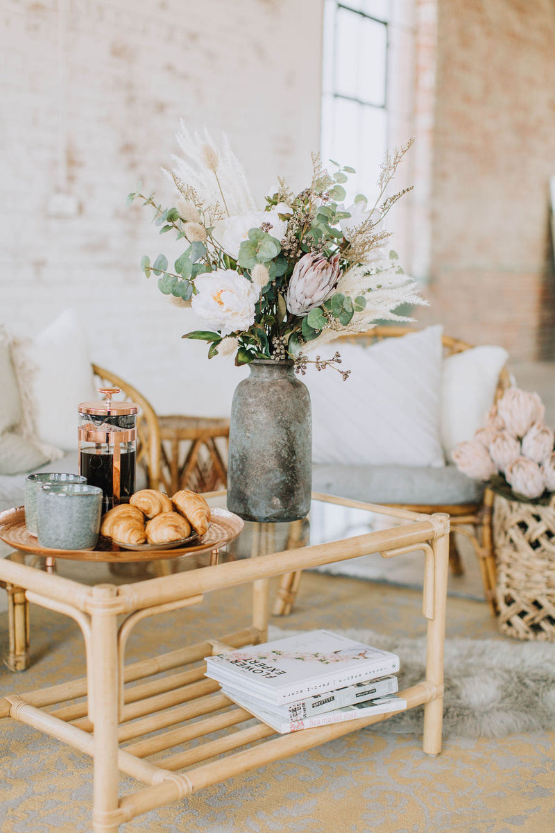 Athena | Faux Peony Protea and Eucalyptus Arrangement
